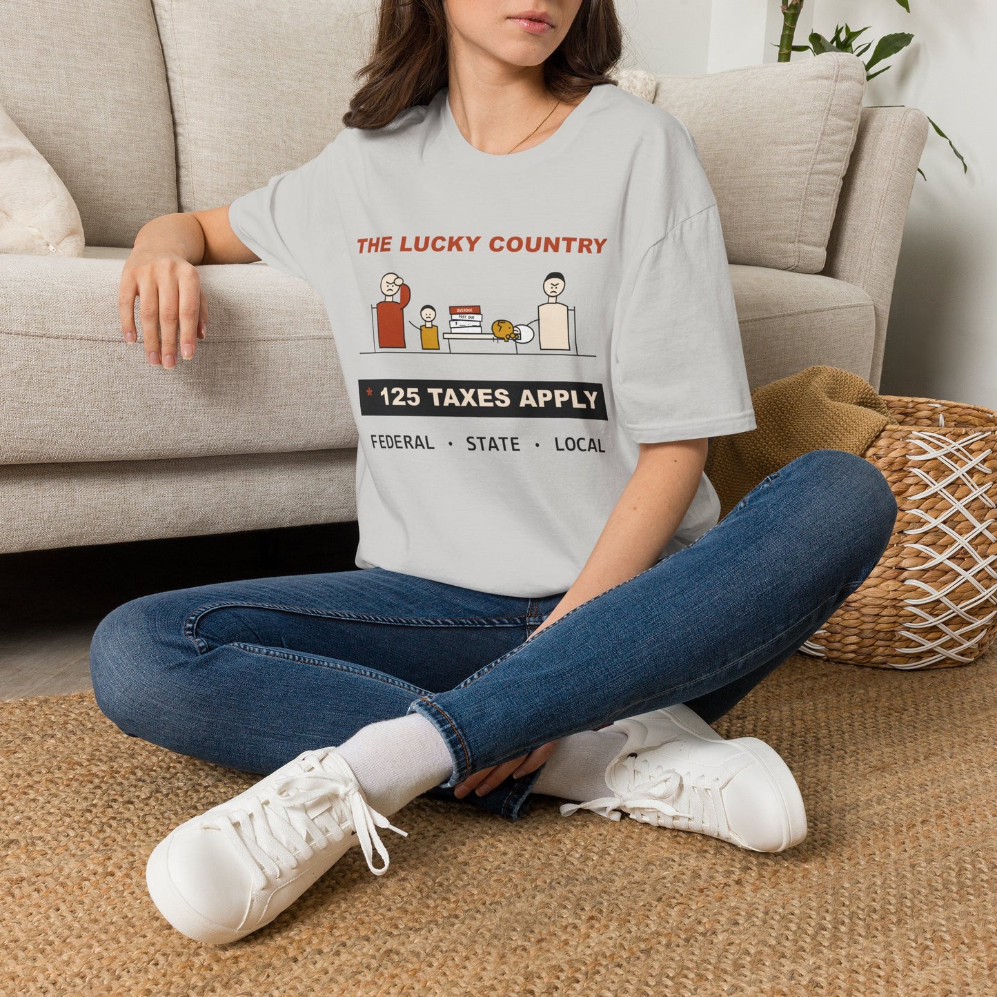 T-Shirt - The Lucky Country Graphic Tee "125 Taxes Apply"