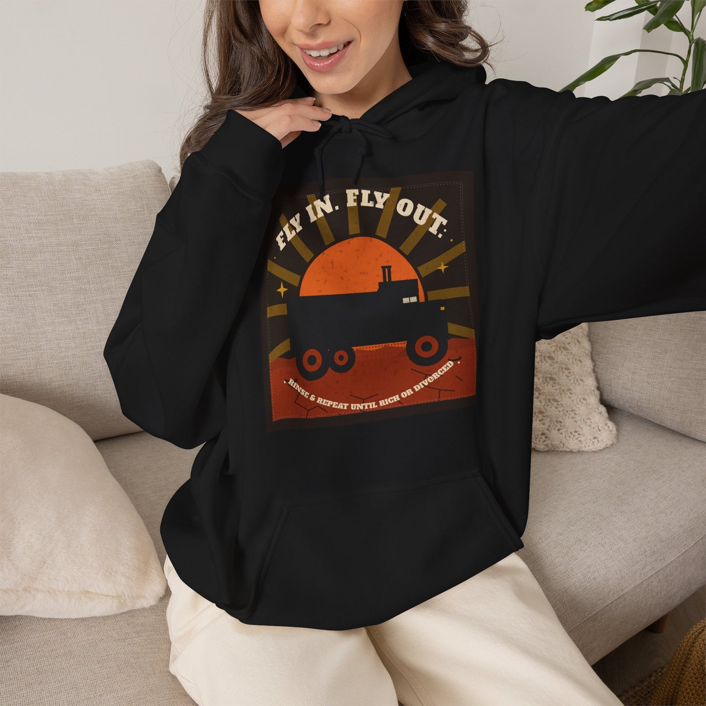 Fly In, Fly Out Retro Caravan Hoodie - Vintage Camper Travel Sweatshirt | FIFO