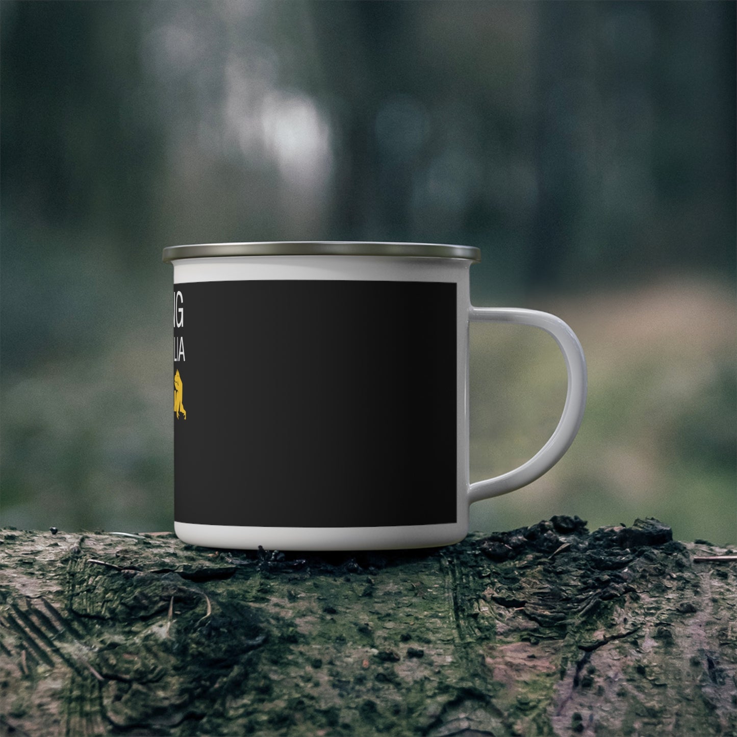 Enamel Mug - 'Mining Australia Powered by Allu' Black Camping Coffee Cup