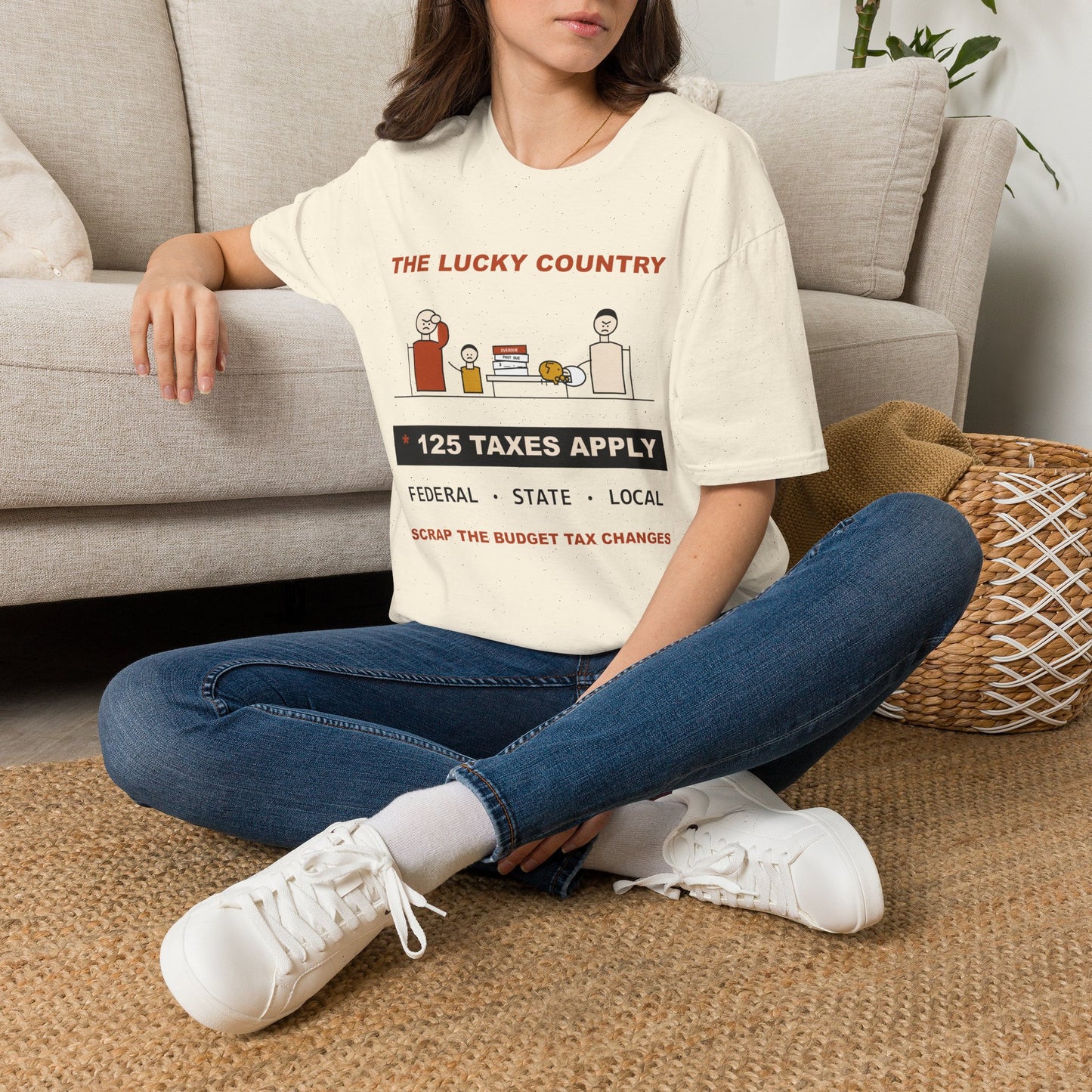 T-Shirt - The Lucky Country Graphic Tee "125 Taxes Apply"