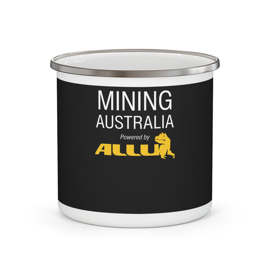 Enamel Mug - 'Mining Australia Powered by Allu' Black Camping Coffee Cup