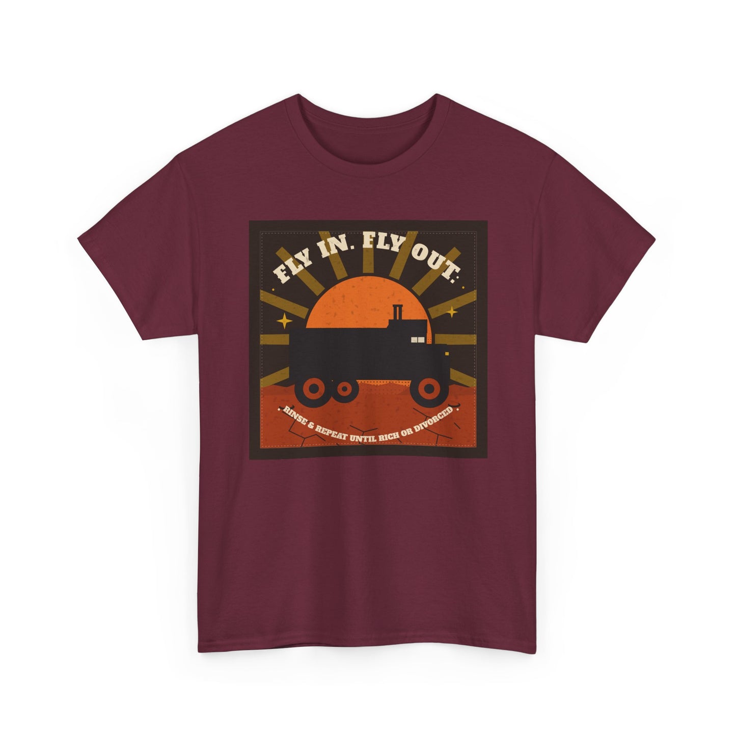 Retro Sunset Mining Truck Tee | Fly In Fly Out Work Truck Shirt | FIFO T-Shirt