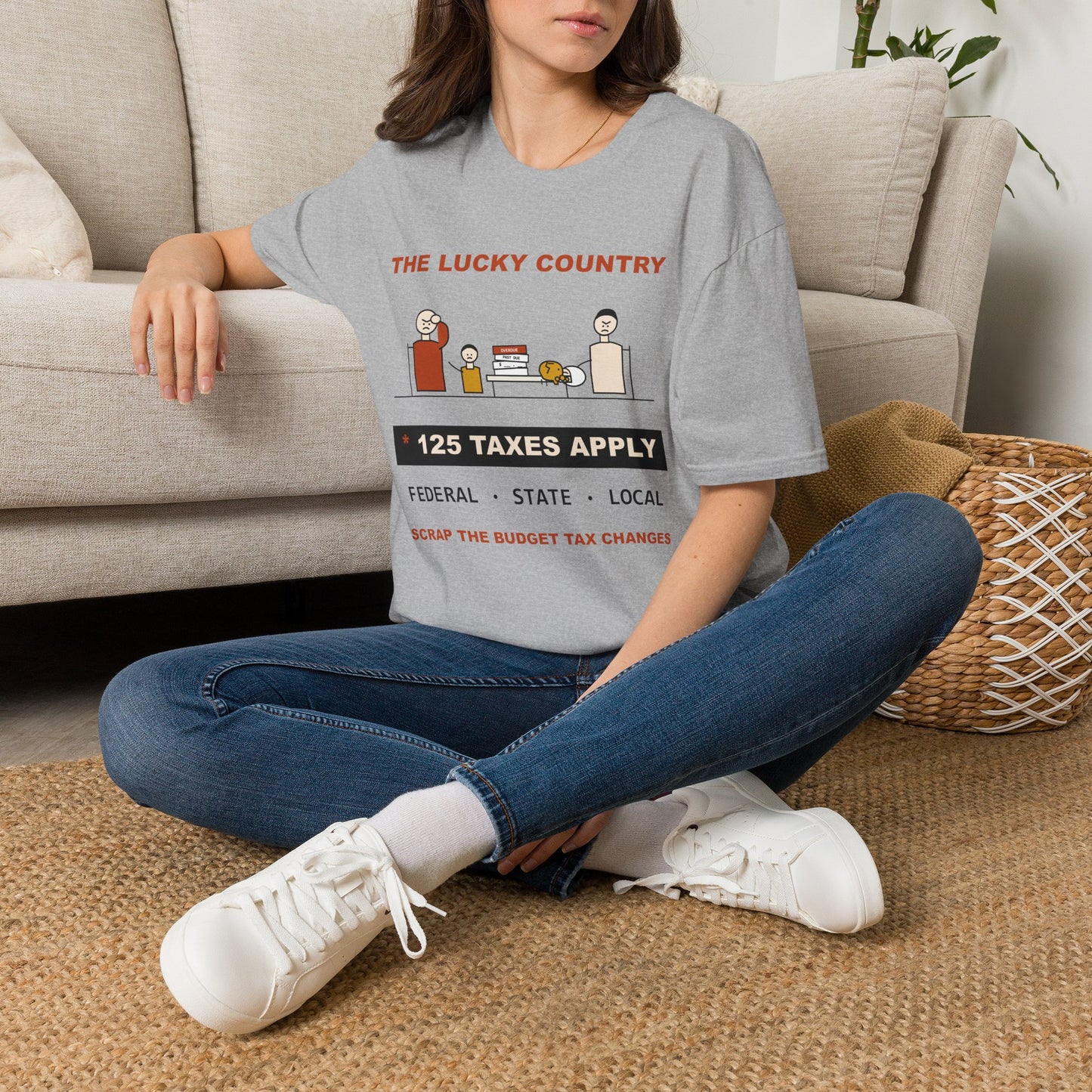T-Shirt - The Lucky Country Graphic Tee "125 Taxes Apply"