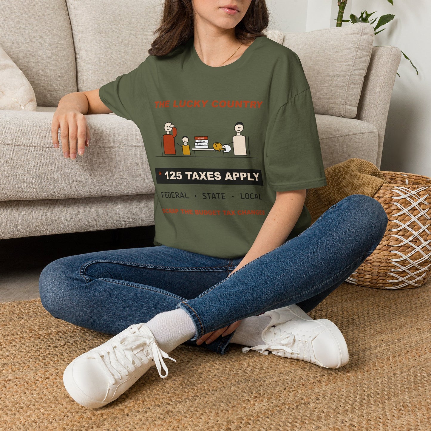 T-Shirt - The Lucky Country Graphic Tee "125 Taxes Apply"