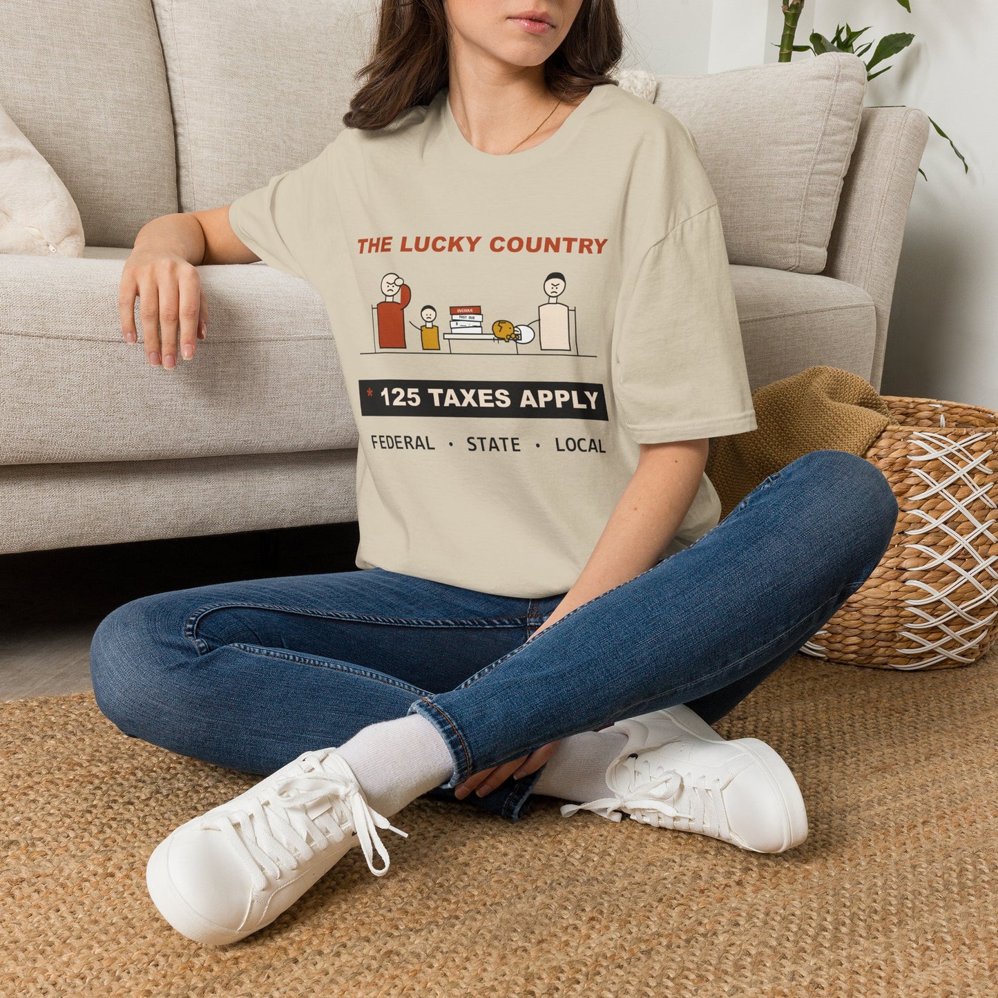 T-Shirt - The Lucky Country Graphic Tee "125 Taxes Apply"