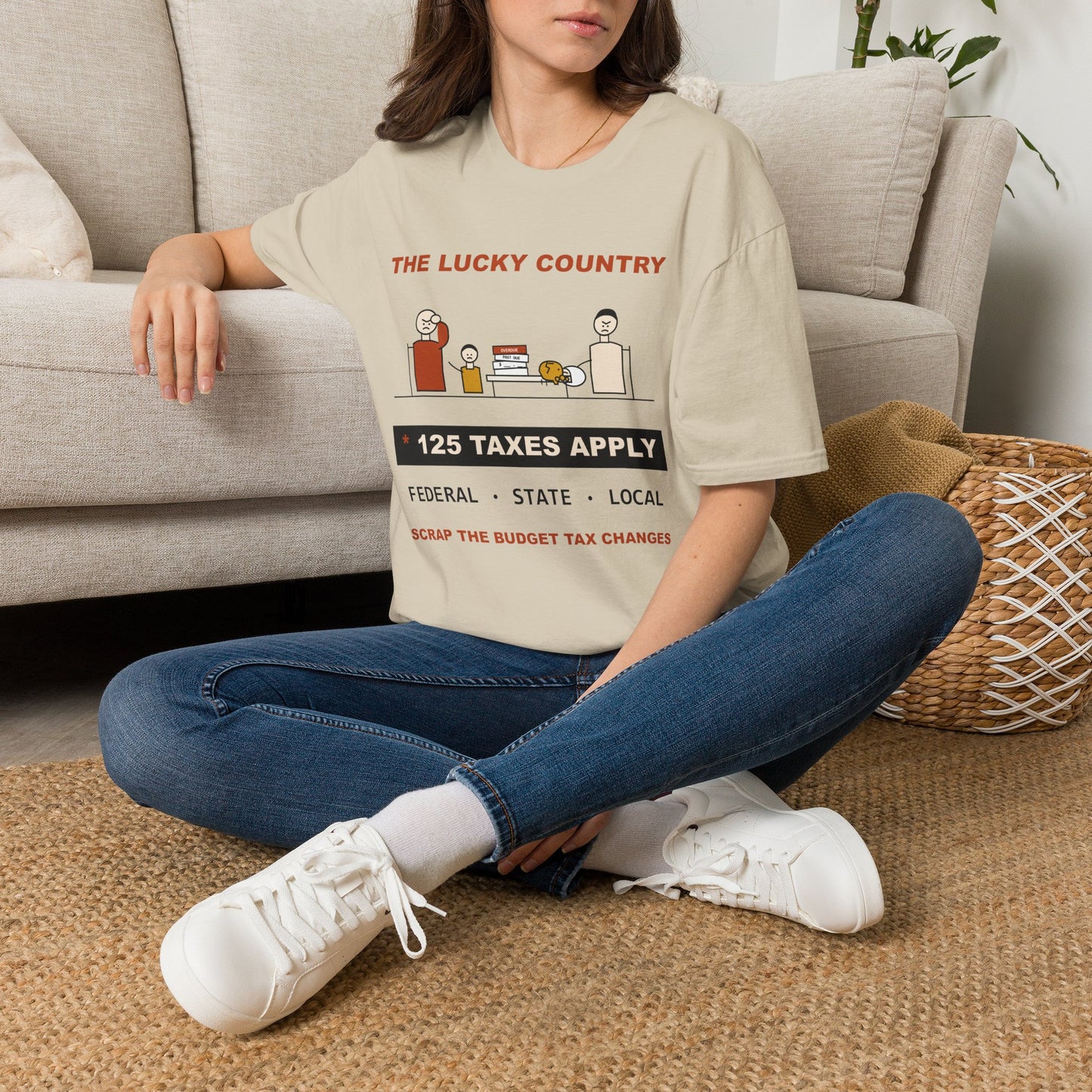 T-Shirt - The Lucky Country Graphic Tee "125 Taxes Apply"