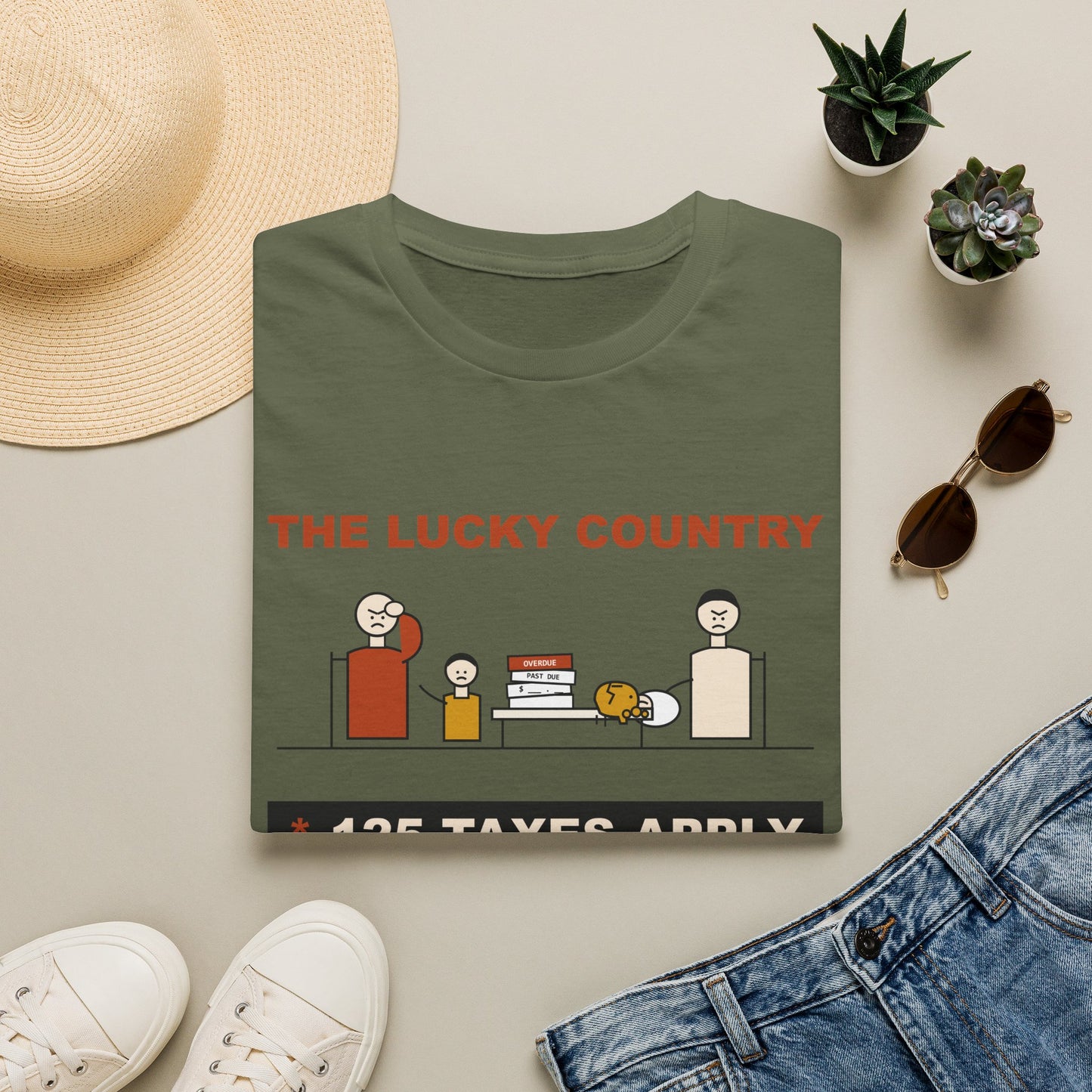 T-Shirt - The Lucky Country Graphic Tee "125 Taxes Apply"