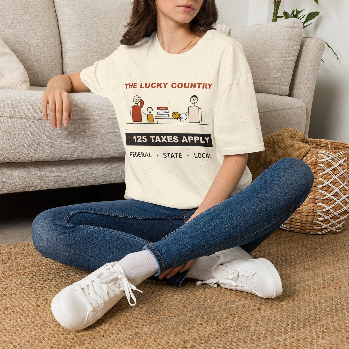 T-Shirt - The Lucky Country Graphic Tee "125 Taxes Apply"
